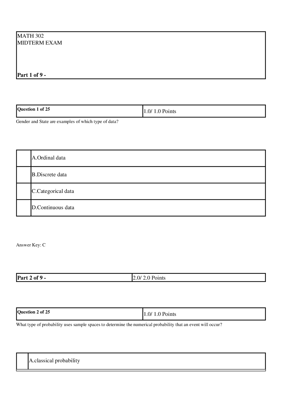 Preview image for MATH 302 MIDTERM EXAM